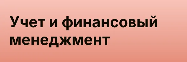 Учет и финансовый менеджмент
