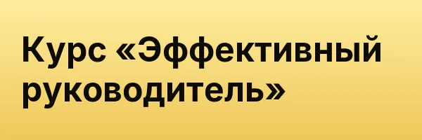 Курс «Эффективный руководитель»