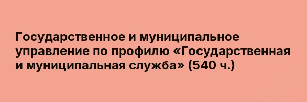 Государственное и муниципальное управление по профилю «Государственная и муниципальная служба» (540 ч.)