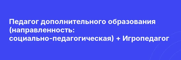 Педагог дополнительного образования (направленность: социально-педагогическая) + Игропедагог
