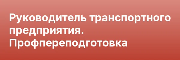 Руководитель транспортного предприятия. Профпереподготовка