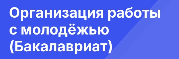 Организация работы  с молодёжью  (Бакалавриат)