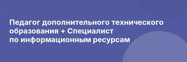 Педагог дополнительного технического образования + Специалист по информационным ресурсам