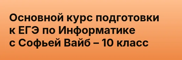 Основной курс подготовки к ЕГЭ по Информатике с Софьей Вайб – 10 класс