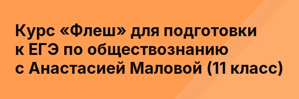Курс «Флеш» для подготовки к ЕГЭ по обществознанию с Анастасией Маловой (11 класс)