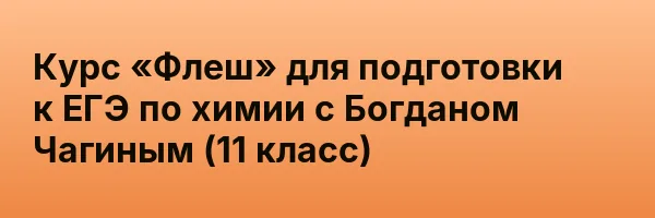 Курс «Флеш» для подготовки к ЕГЭ по химии с Богданом Чагиным (11 класс)