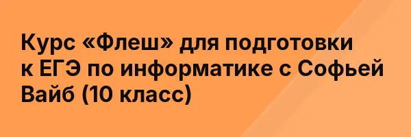 Курс «Флеш» для подготовки к ЕГЭ по информатике с Софьей Вайб (10 класс)