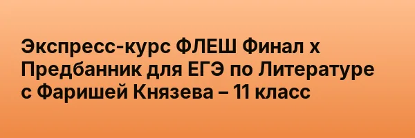Экспресс-курс ФЛЕШ Финал х Предбанник для ЕГЭ по Литературе с Фаришей Князева – 11 класс