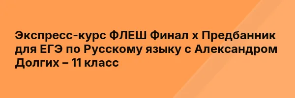 Экспресс-курс ФЛЕШ Финал х Предбанник для ЕГЭ по Русскому языку с Александром Долгих – 11 класс