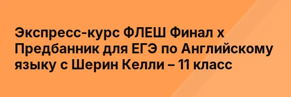 Экспресс-курс ФЛЕШ Финал х Предбанник для ЕГЭ по Английскому языку с Шерин Келли – 11 класс