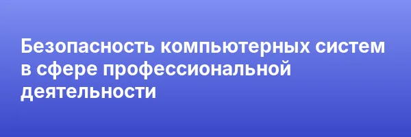 Безопасность компьютерных систем в сфере профессиональной деятельности
