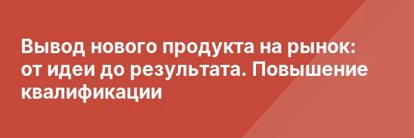 Вывод нового продукта на рынок: от идеи до результата. Повышение квалификации