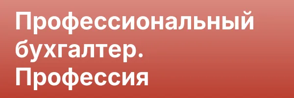 Профессиональный бухгалтер. Профессия