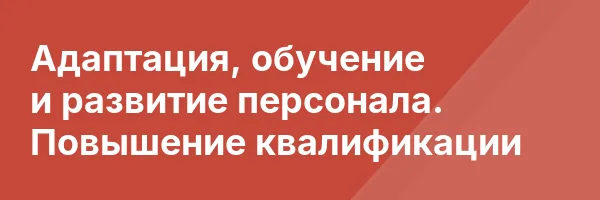 Адаптация, обучение и развитие персонала. Повышение квалификации