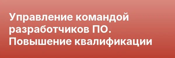Управление командой разработчиков ПО. Повышение квалификации