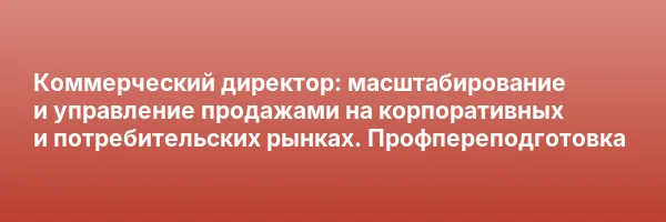 Коммерческий директор: масштабирование и управление продажами на корпоративных и потребительских рынках. Профпереподготовка