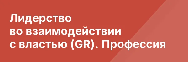 Лидерство во взаимодействии с властью (GR). Профессия