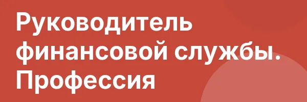 Руководитель финансовой службы. Профессия