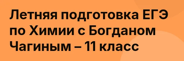 Летняя подготовка ЕГЭ по Химии с Богданом Чагиным – 11 класс
