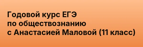 Годовой курс ЕГЭ по обществознанию с Анастасией Маловой (11 класс)