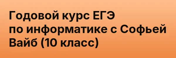 Годовой курс ЕГЭ по информатике с Софьей Вайб (10 класс)