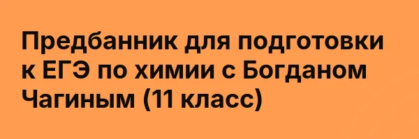 Предбанник для подготовки к ЕГЭ по химии с Богданом Чагиным (11 класс)