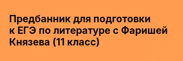 Предбанник для подготовки к ЕГЭ по литературе с Фаришей Князева (11 класс)