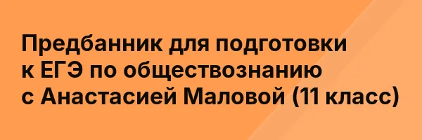 Предбанник для подготовки к ЕГЭ по обществознанию с Анастасией Маловой (11 класс)