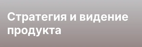 Стратегия и видение продукта