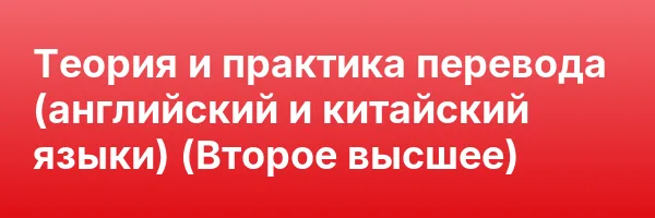 Теория и практика перевода (английский и китайский языки) (Второе высшее)