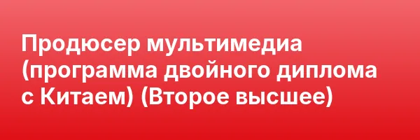 Продюсер мультимедиа (программа двойного диплома с Китаем) (Второе высшее)