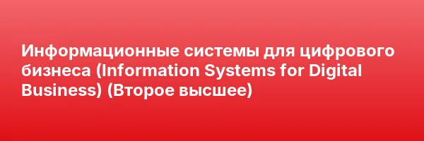 Информационные системы для цифрового бизнеса (Information Systems for Digital Business) (Второе высшее)