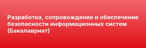 Разработка, сопровождение и обеспечение безопасности информационных систем (Бакалавриат)