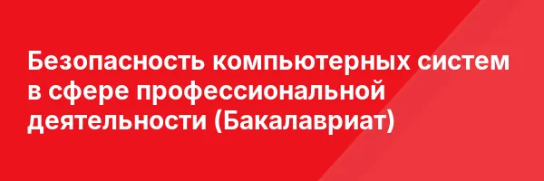 Безопасность компьютерных систем в сфере профессиональной деятельности (Бакалавриат)