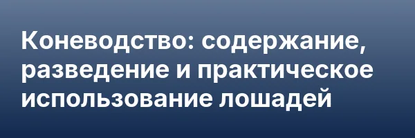 Коневодство: содержание, разведение и практическое использование лошадей