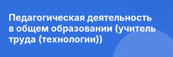 Педагогическая деятельность в общем образовании (учитель труда (технологии))
