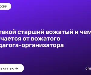 Обложка: Кто такой старший вожатый и чем отличается от вожатого и педагога организатора