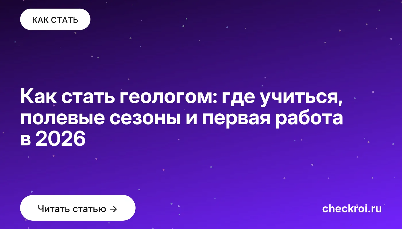 Статья: Как стать геологом: где учиться, полевые сезоны и первая работа в 2026 Обложка: Как стать геологом: где учиться, полевые сезоны и первая работа в 2026