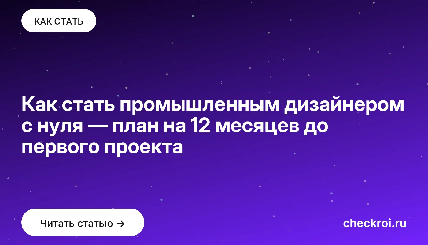 Статья: Как стать промышленным дизайнером с нуля — план на 12 месяцев до первого проекта Обложка: Как стать промышленным дизайнером с нуля — план на 12 месяцев до первого проекта