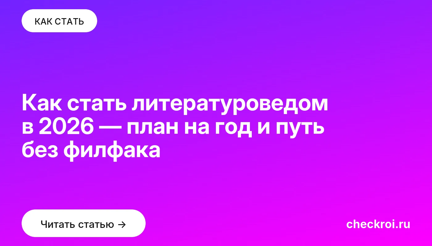 Статья: Как стать литературоведом в 2026 — план на год и путь без филфака Обложка: Как стать литературоведом в 2026 — план на год и путь без филфака