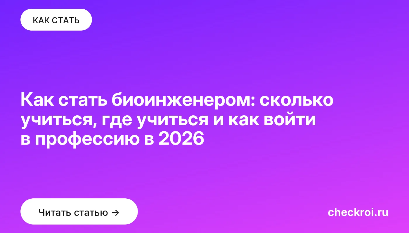 Статья: Как стать биоинженером: сколько учиться, где учиться и как войти в профессию в 2026 Обложка: Как стать биоинженером: сколько учиться, где учиться и как войти в профессию в 2026