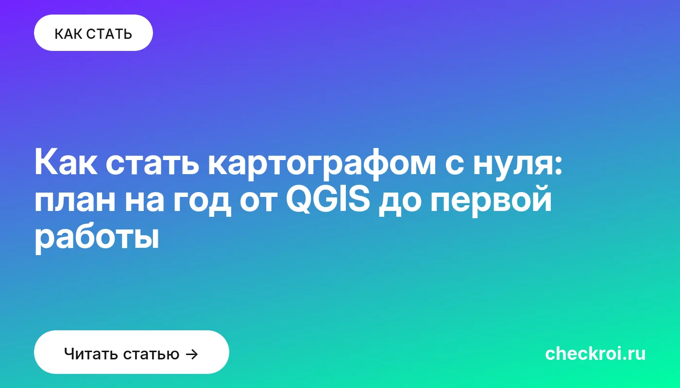 Статья: Как стать картографом с нуля: план на год от QGIS до первой работы Обложка: Как стать картографом с нуля: план на год от QGIS до первой работы