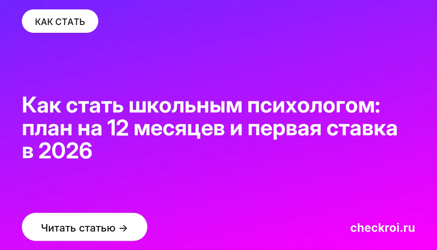 Статья: Как стать школьным психологом: план на 12 месяцев и первая ставка в 2026 Обложка: Как стать школьным психологом: план на 12 месяцев и первая ставка в 2026