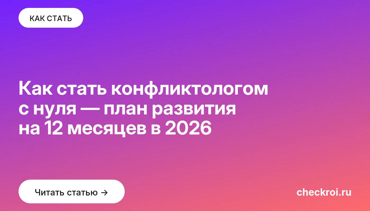 Статья: Как стать конфликтологом с нуля — план развития на 12 месяцев в 2026 Обложка: Как стать конфликтологом с нуля — план развития на 12 месяцев в 2026