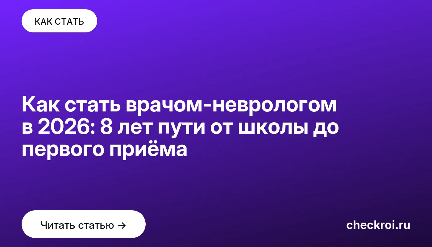 Статья: Как стать врачом-неврологом в 2026: 8 лет пути от школы до первого приёма Обложка: Как стать врачом неврологом в 2026: 8 лет пути от школы до первого приёма