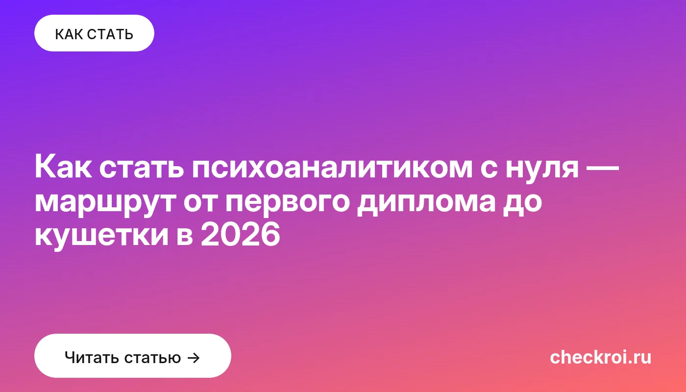 Статья: Как стать психоаналитиком с нуля — маршрут от первого диплома до кушетки в 2026 Обложка: Как стать психоаналитиком с нуля — маршрут от первого диплома до кушетки в 2026