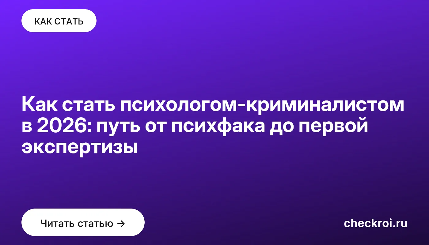 Статья: Как стать психологом-криминалистом в 2026: путь от психфака до первой экспертизы Обложка: Как стать психологом криминалистом в 2026: путь от психфака до первой экспертизы