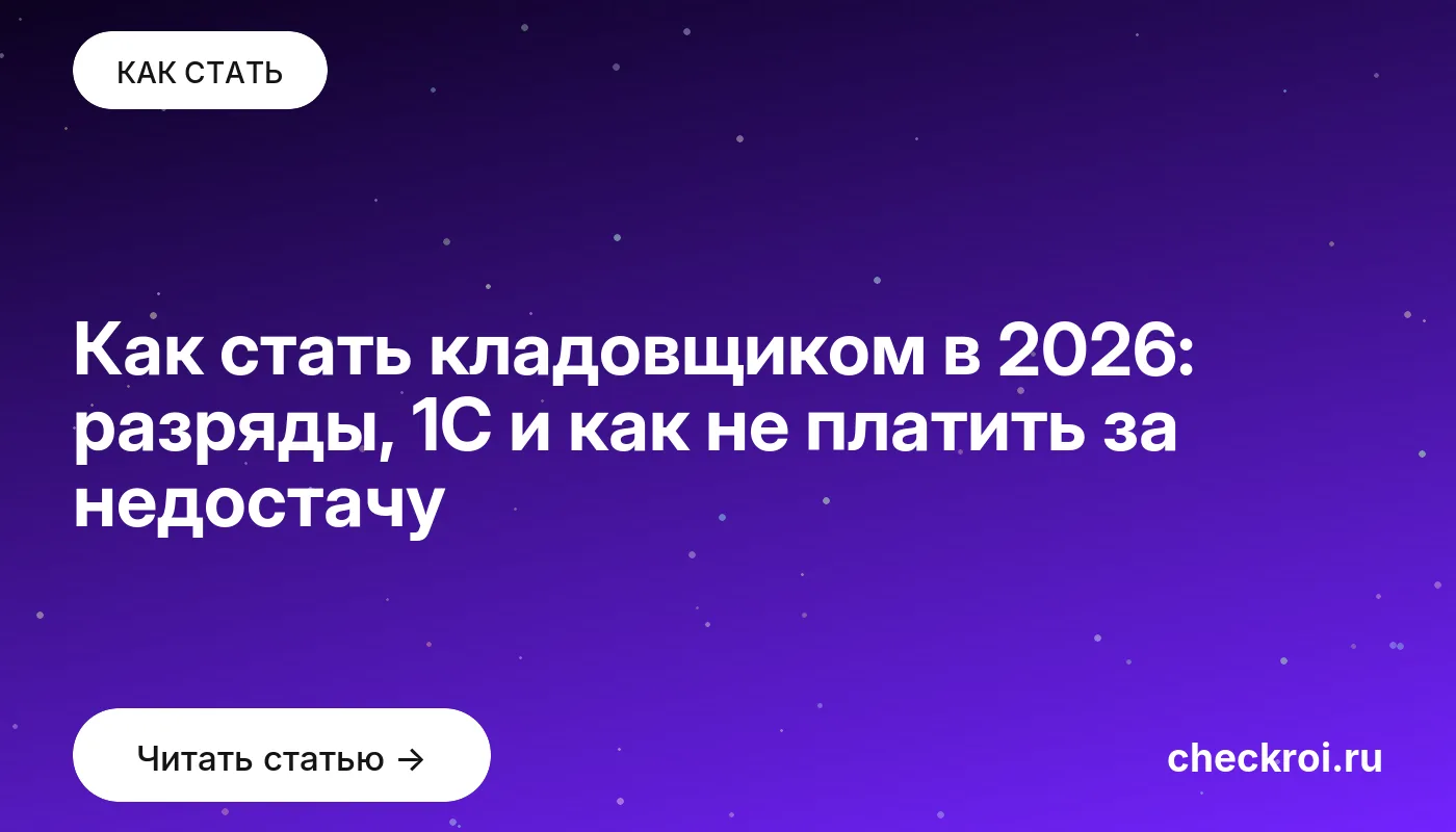 Статья: Как стать кладовщиком в 2026: разряды, 1С и как не платить за недостачу Обложка: Как стать кладовщиком в 2026: разряды, 1С и как не платить за недостачу