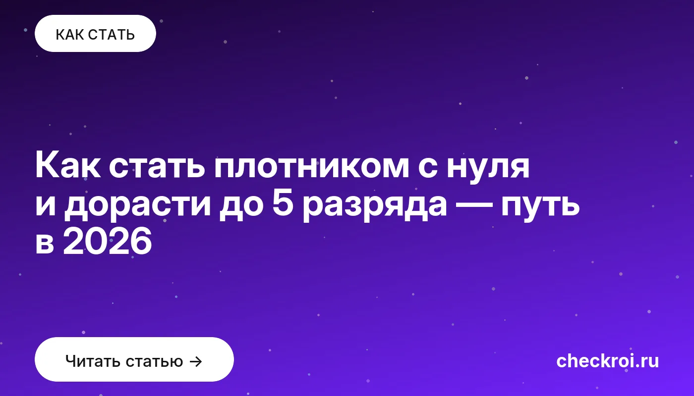 Статья: Как стать плотником с нуля и дорасти до 5 разряда — путь в 2026 Обложка: Как стать плотником с нуля и дорасти до 5 разряда — путь в 2026