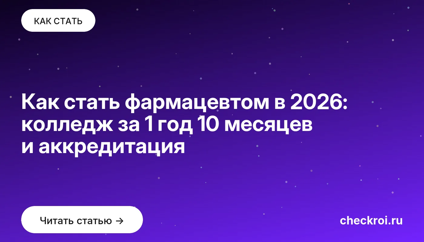 Статья: Как стать фармацевтом в 2026: колледж за 1 год 10 месяцев и аккредитация Обложка: Как стать фармацевтом в 2026: колледж за 1 год 10 месяцев и аккредитация